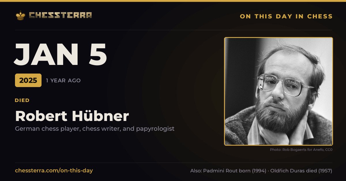 January 5, 2025: Robert Hübner died. On this day in chess history.