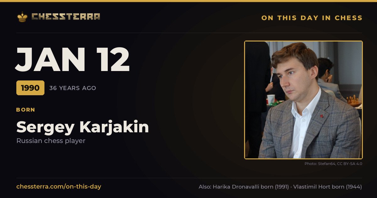 January 12, 1990: Sergey Karjakin was born. On this day in chess history.