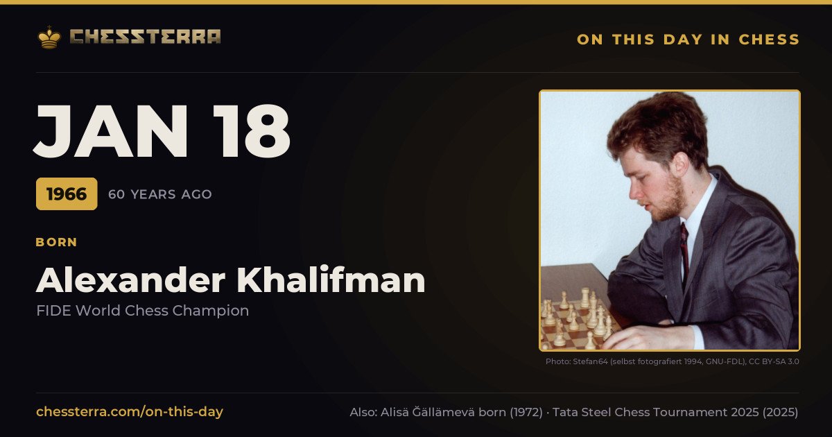 January 18, 1966: Alexander Khalifman was born. On this day in chess history.