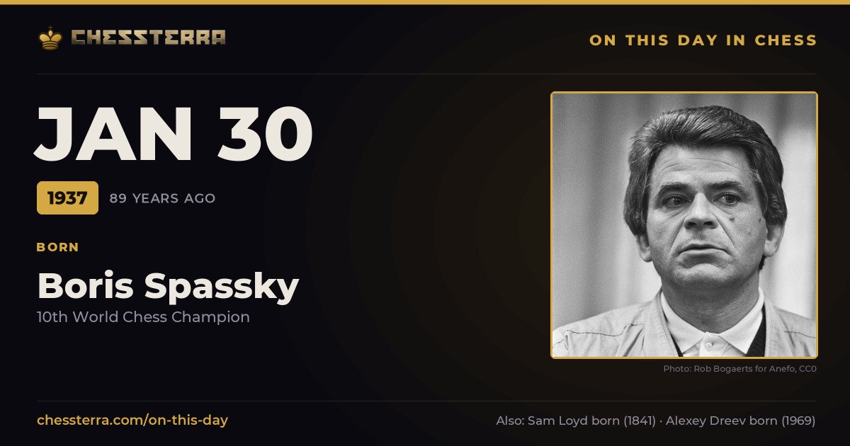 January 30, 1937: Boris Spassky was born. On this day in chess history.