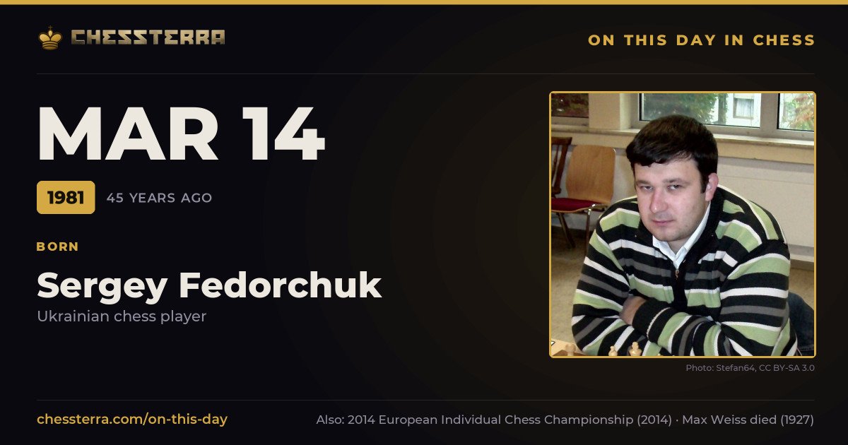 March 14, 1981: Sergey Fedorchuk was born. On this day in chess history.