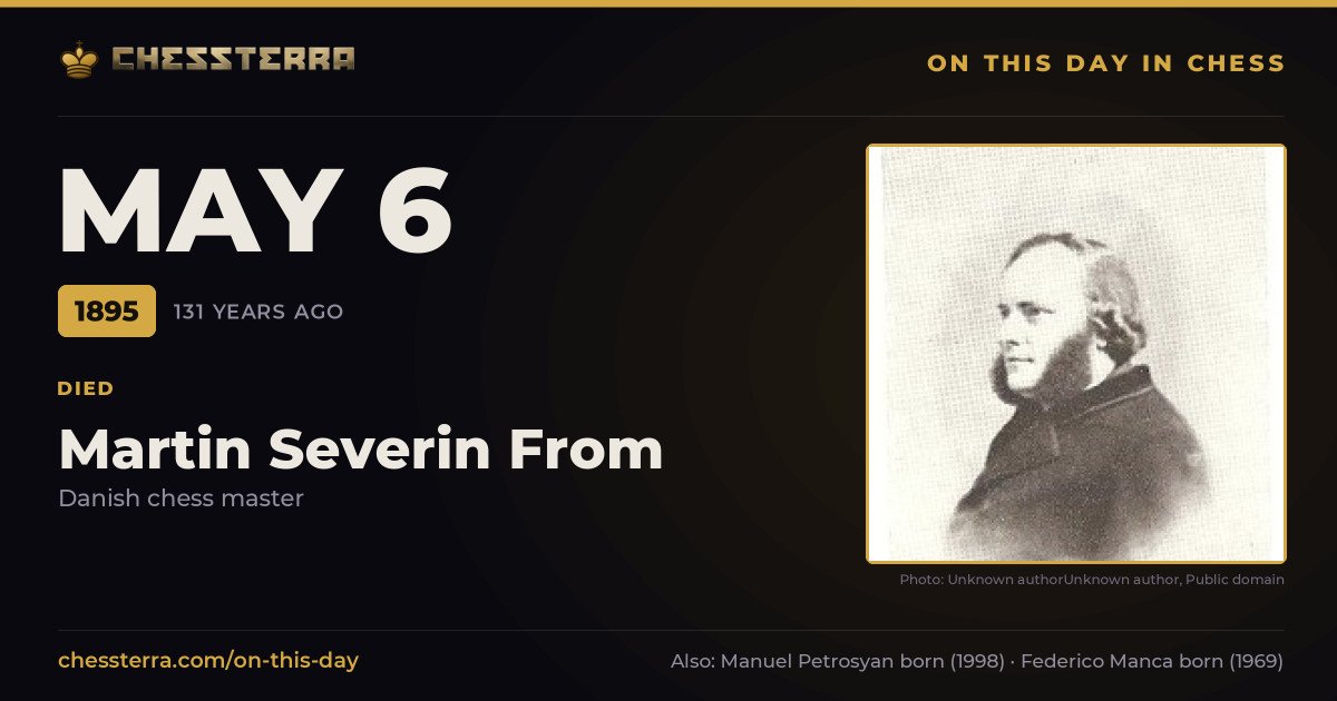 May 6, 1895: Martin Severin From died. On this day in chess history.