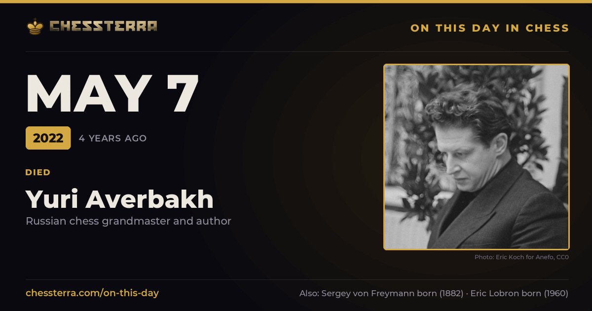May 7, 2022: Yuri Averbakh died. On this day in chess history.