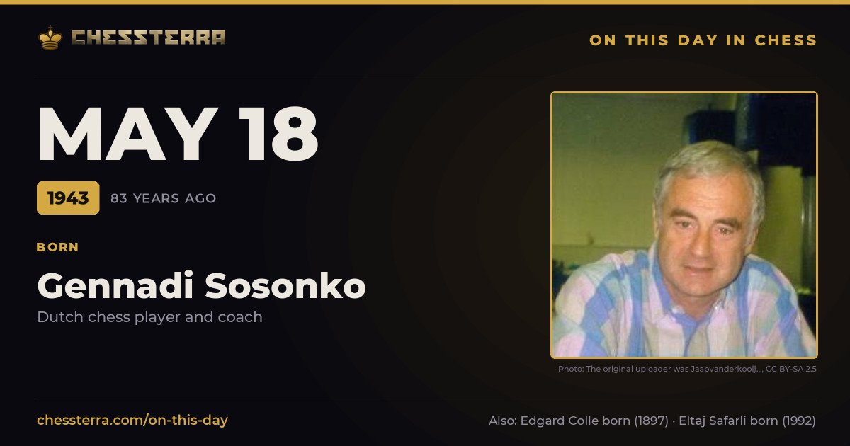 May 18, 1943: Gennadi Sosonko was born. On this day in chess history.