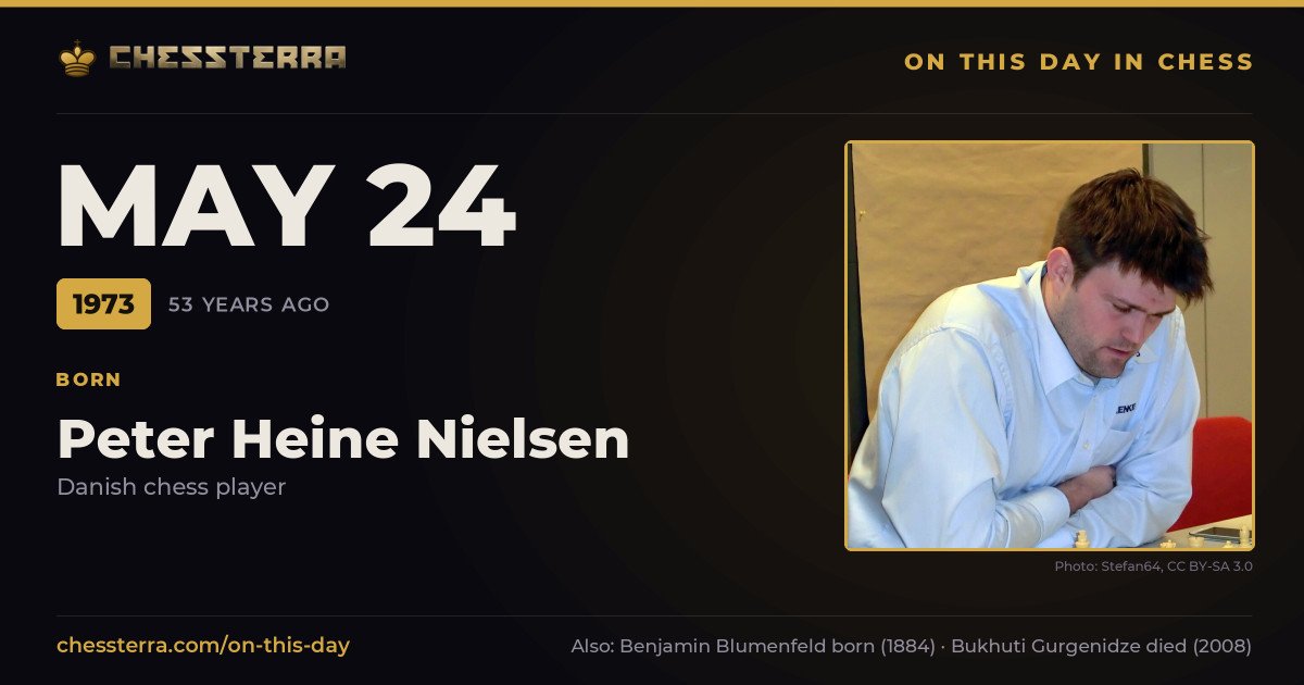 May 24, 1973: Peter Heine Nielsen was born. On this day in chess history.