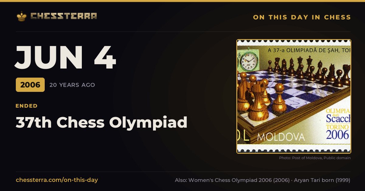 June 4, 2006: 37th Chess Olympiad ended. On this day in chess history.