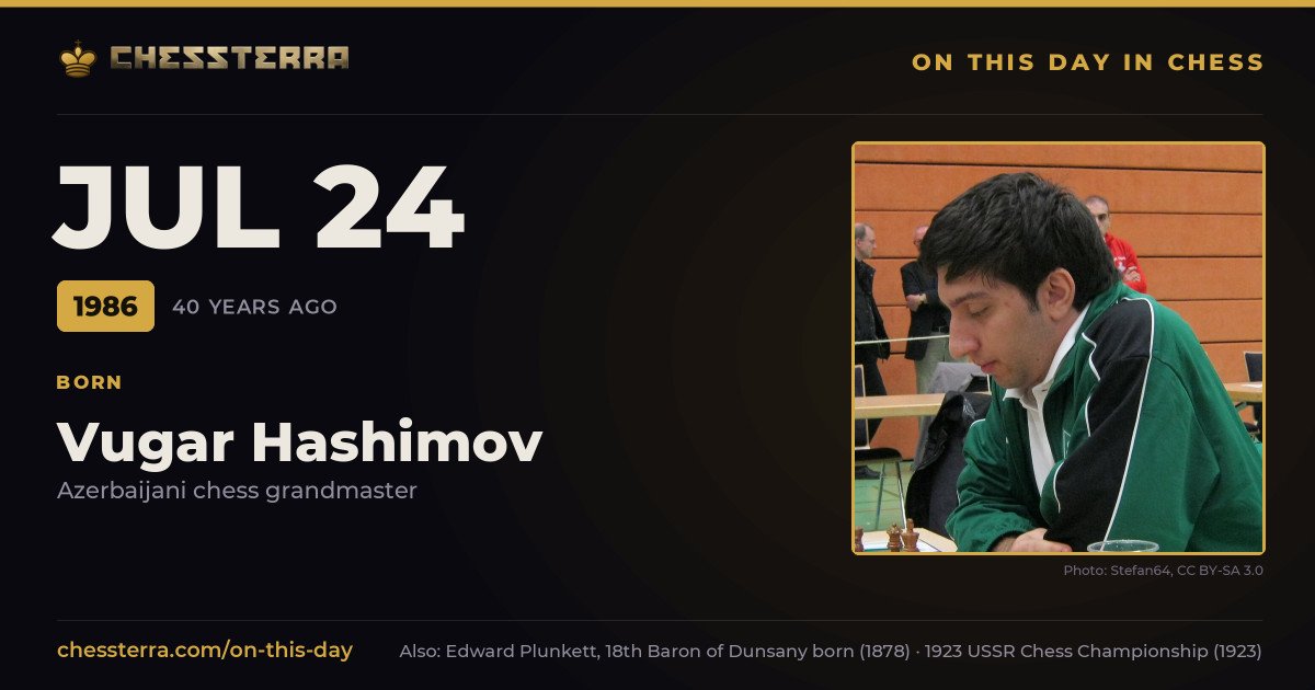 July 24, 1986: Vugar Hashimov was born. On this day in chess history.