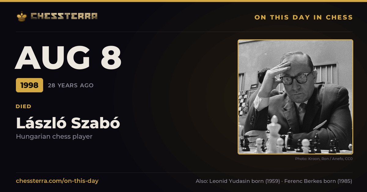 August 8, 1998: László Szabó died. On this day in chess history.