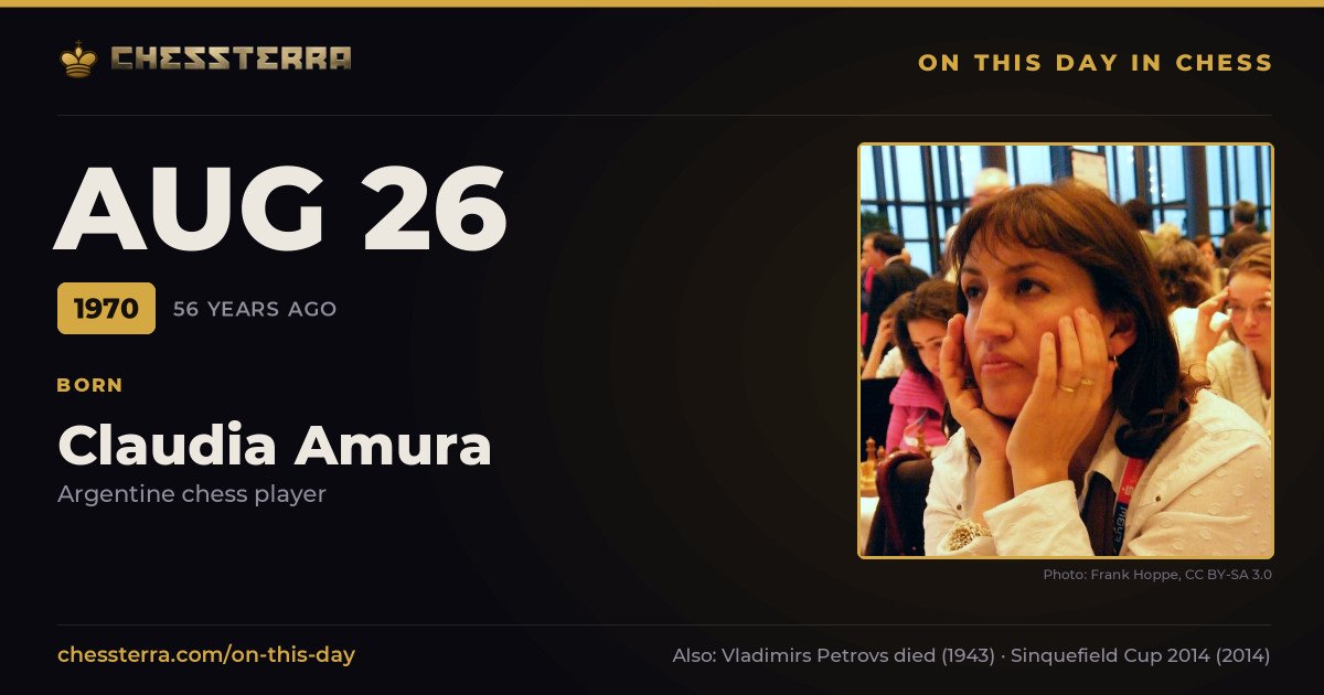 August 26, 1970: Claudia Amura was born. On this day in chess history.
