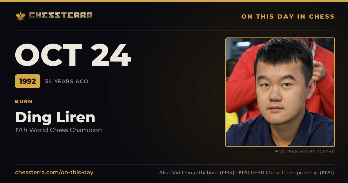 October 24, 1992: Ding Liren was born. On this day in chess history.