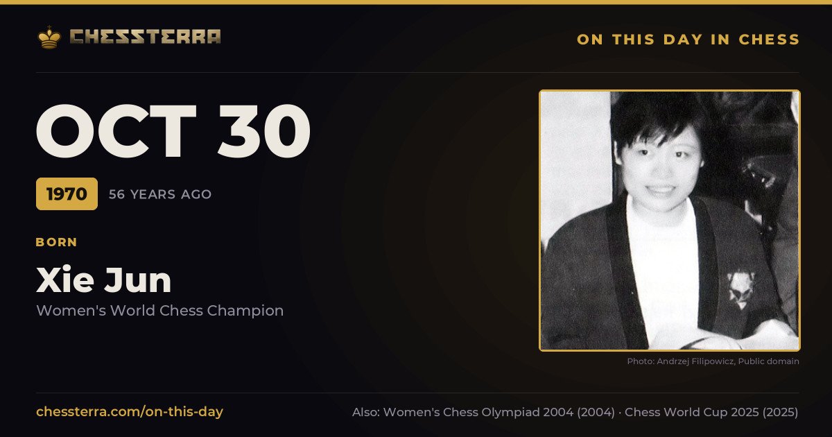 October 30, 1970: Xie Jun was born. On this day in chess history.