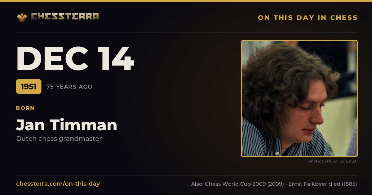 December 14, 1951: Jan Timman was born. On this day in chess history.